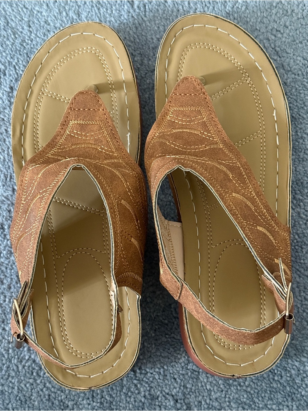 Women's Brown Suede Thong Sandals